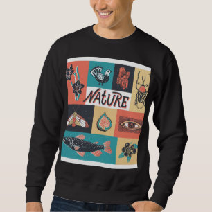 Nature Elements, Retro Style Icons. Sweatshirt