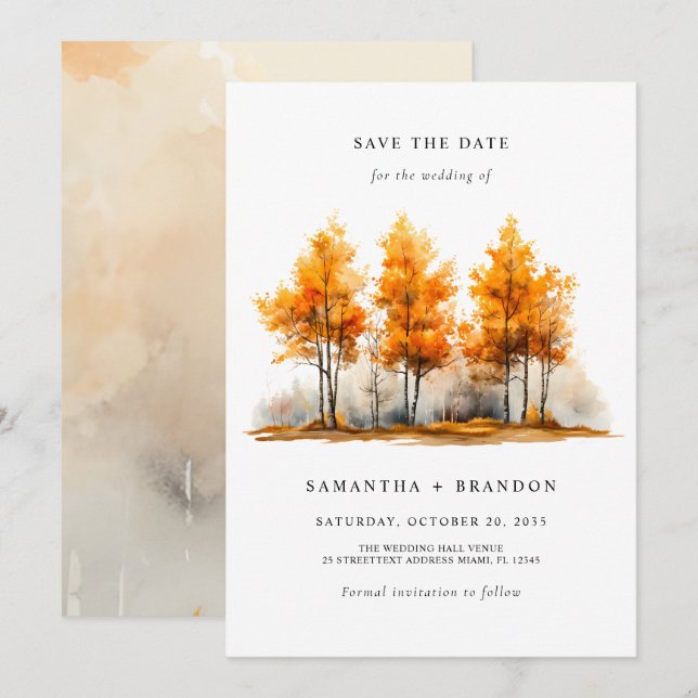 Nature Fall Landscape wedding Save The Date (Front/Back)