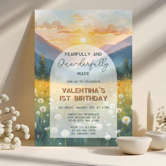 Nature Fearfully Onederfully Made First Birthday Invitation (Creator Uploaded)