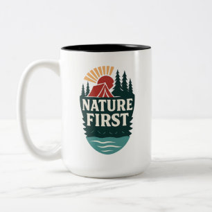 Nature First Camping Badge Two-Tone Coffee Mug