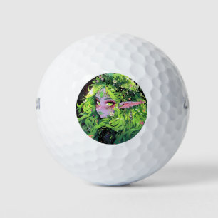Nature Floral Greenery Fantasy Anime Girl Golf Balls