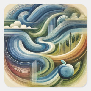 Nature Flow – Abstract Swirl Landscape Sticker