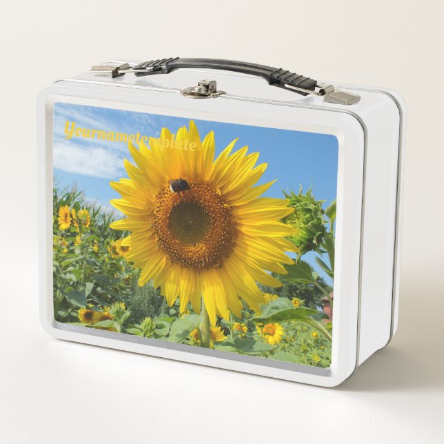 nature, flower, summer, sunflower, blossom, floral metal lunch box (Front)