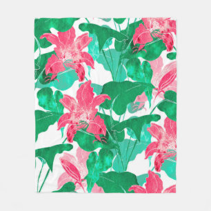 nature flowers and leaves colourful seamless patte fleece blanket