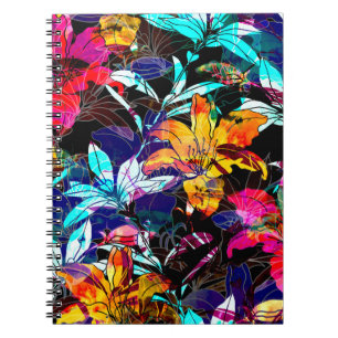 nature flowers and leaves watercolor seamless patt notebook