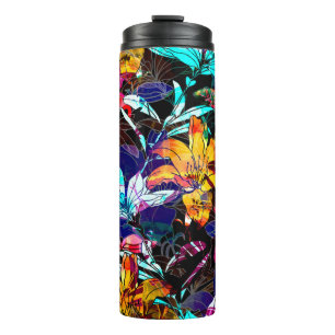 nature flowers and leaves watercolor seamless patt thermal tumbler