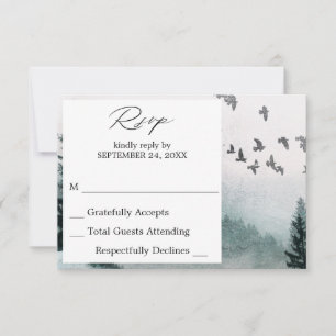 Nature Forest & Birds no Meal RSVP Card