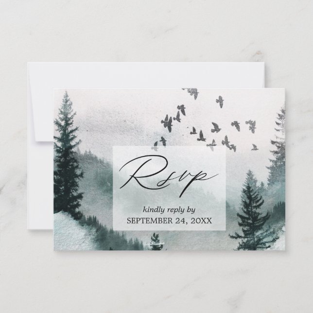 Nature Forest & Birds with Meal RSVP Card (Front)