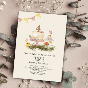 Nature Forest Mushrooms Cake Birthday Invitation