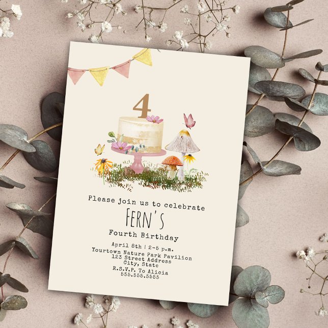 Nature Forest Mushrooms Cake Birthday Invitation (Creator Uploaded)