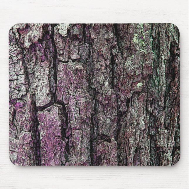 Nature Forest Old Pine Bark Purple Mouse Mat (Front)