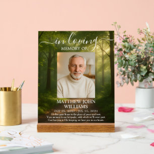 Nature Forest Outdoor Male Photo Funeral Memorial Acrylic Sign