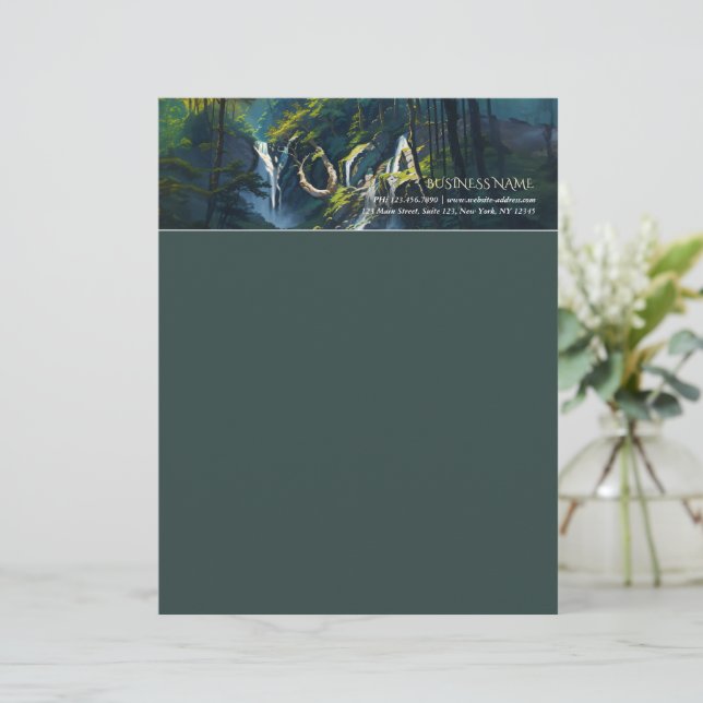 Nature Forest YOGA Hidden Text Meditation Teacher Custom Letterhead (Standing Front)
