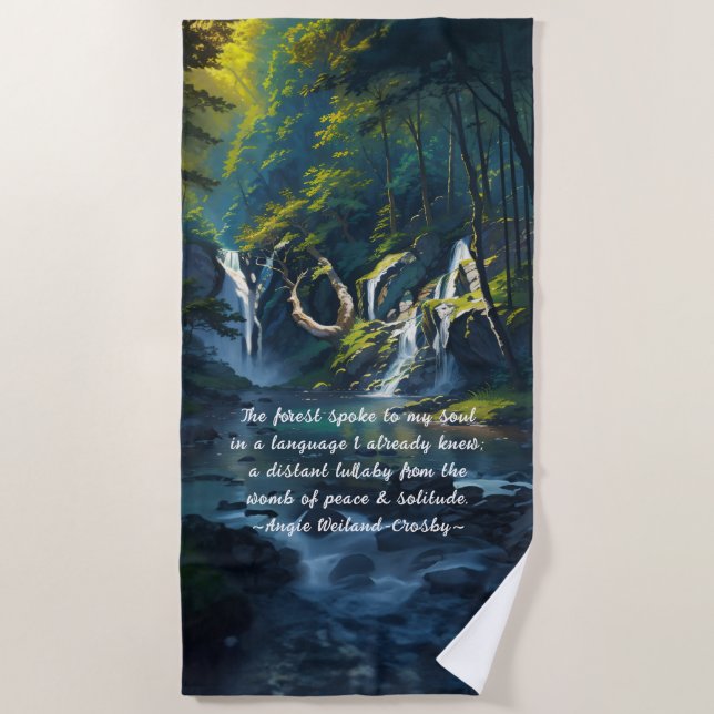 Nature Forest YOGA Hidden Text Reiki Master Quotes Beach Towel (Front)