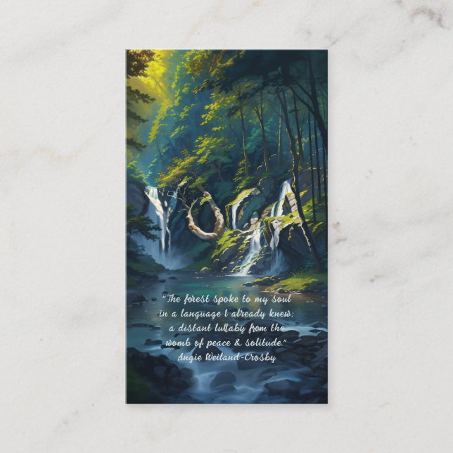 Nature Forest YOGA Hidden Text Reiki Master Quotes Business Card (Front)