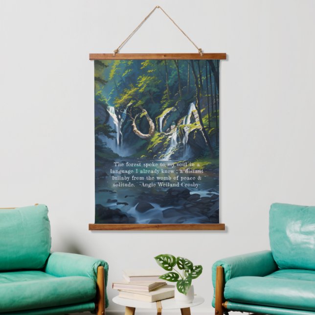 Nature Forest YOGA Hidden Text Reiki Master Quotes Hanging Tapestry (Living Room)