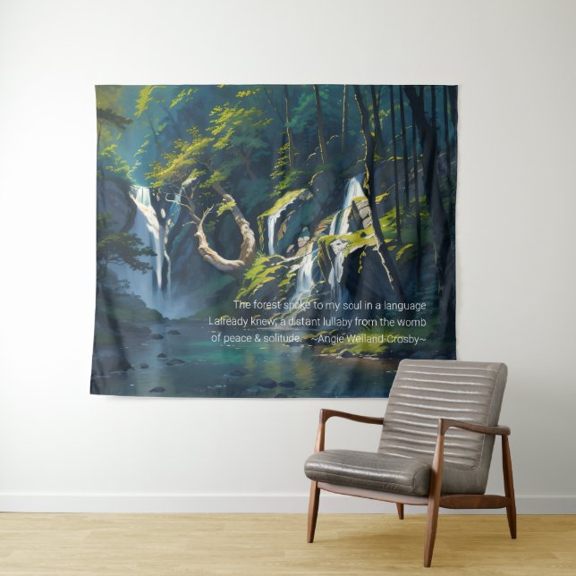 Nature Forest YOGA Hidden Text Reiki Master Quotes Tapestry (In Situ (Horizontal))