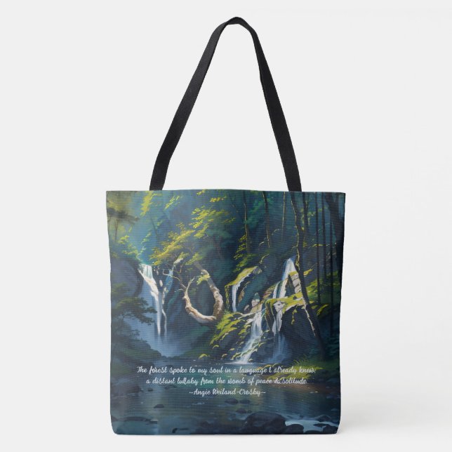 Nature Forest YOGA Hidden Text Reiki Master Quotes Tote Bag (Front)