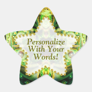 Nature Fractals Green Star Sticker