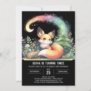 Nature Fun Fox Birthday digital  Invitation
