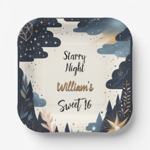 Nature Galaxy adult Cute Starry Night Sweet 16 Paper Plate