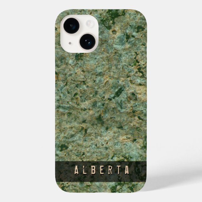 Nature Geology Green Rock Texture Custom Name Case-Mate iPhone Case (Back)
