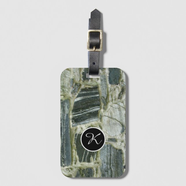 Nature Geology Stone Wall Structure Monogram Luggage Tag (Front Vertical)