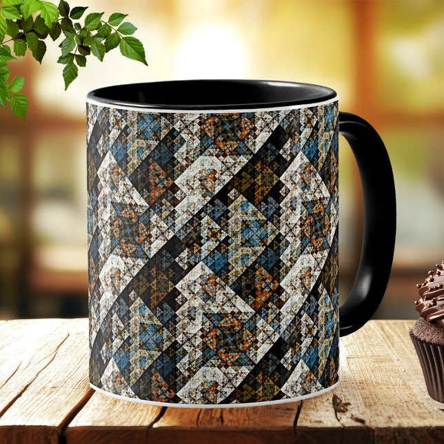Nature Geometric Abstract Pattern Mug (Mug with an abstract fractal pattern in colors inspired by nature.)