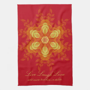 Nature Geometric w/ Custom Text Tea Towel