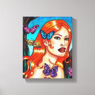 Nature Girl Butterflies original fantasy art Canvas Print