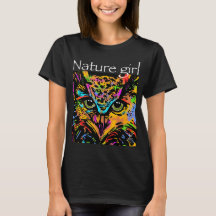 Nature girl owl rainbow animals