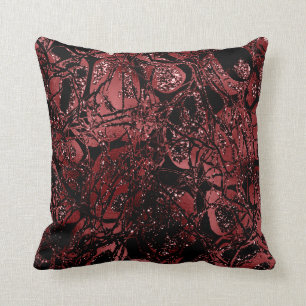 Nature Glitter Abstract Maroon Black Burgundy Cushion