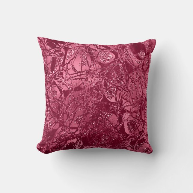 Nature Glitter Abstract Pink Candy Burgundy Cushion (Front)