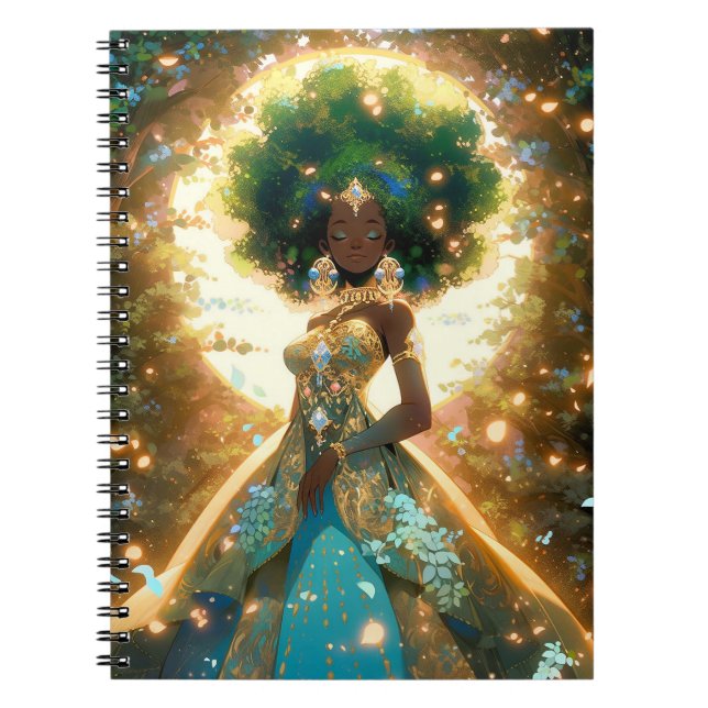 Nature Goddess African American Fantasy Art Notebook (Front)