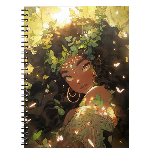 Nature Goddess African American Fantasy Art Notebook (Front)