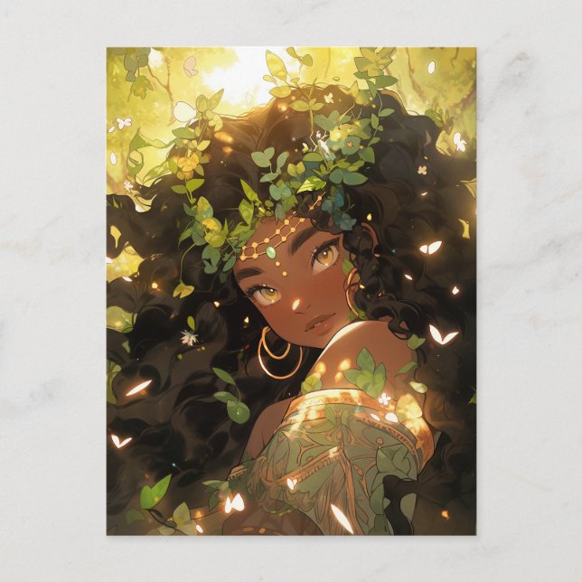 Nature Goddess African American Fantasy Art Postcard (Front)