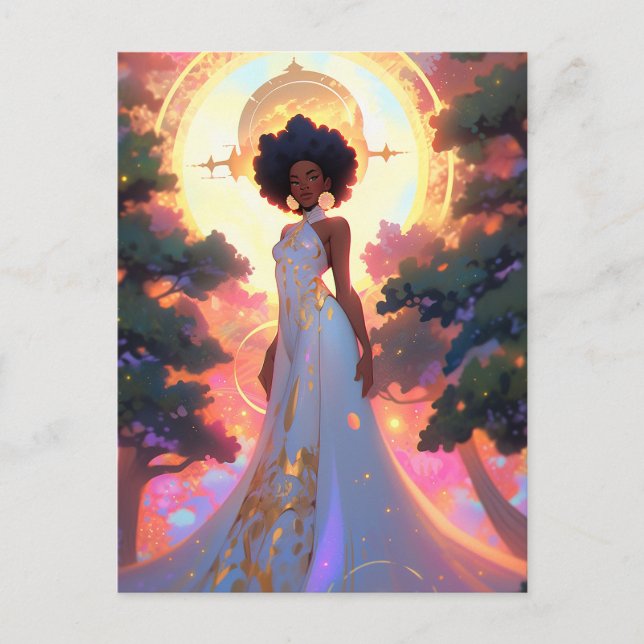 Nature Goddess African American Fantasy Art Postcard (Front)
