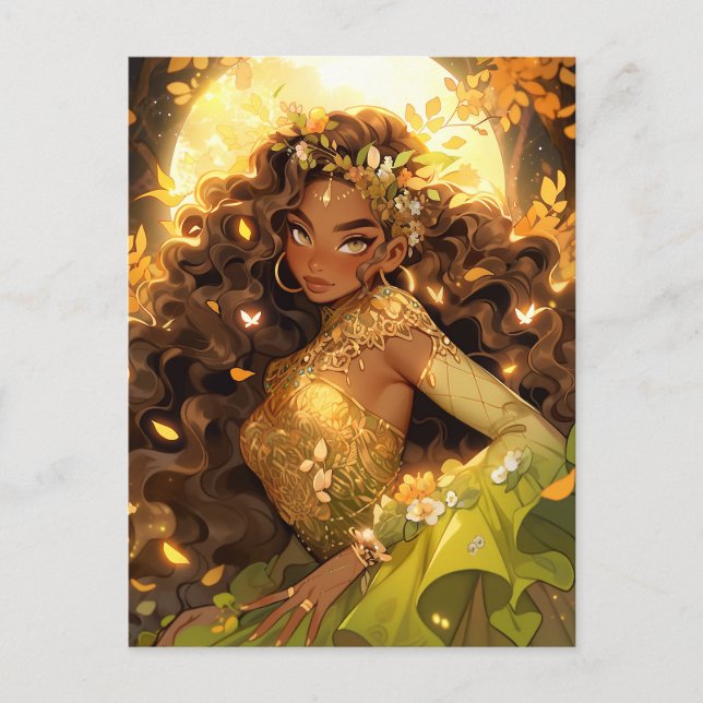 Nature Goddess African American Fantasy Art Postcard (Front)