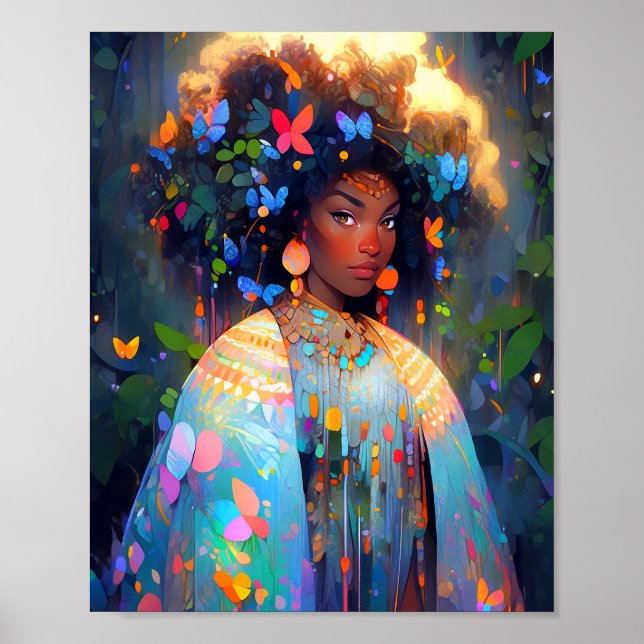 Nature Goddess African American Fantasy Art Poster (Front)