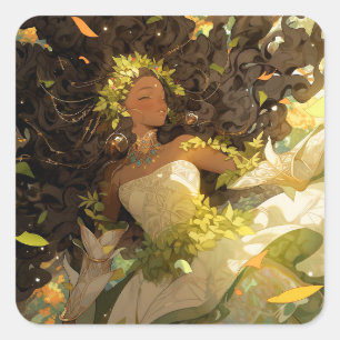 Nature Goddess African American Fantasy Art Square Sticker