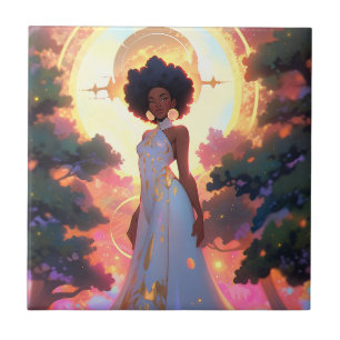 Nature Goddess African American Fantasy Art Tile