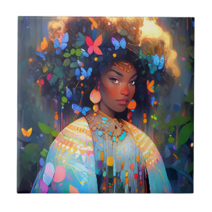 Nature Goddess African American Fantasy Art Tile
