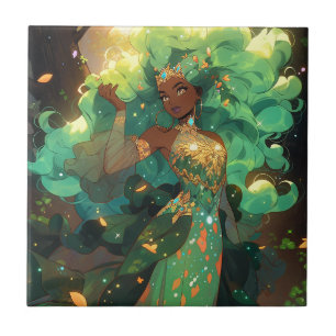 Nature Goddess African American Fantasy Art Tile