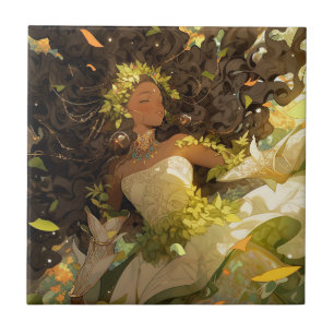 Nature Goddess African American Fantasy Art Tile