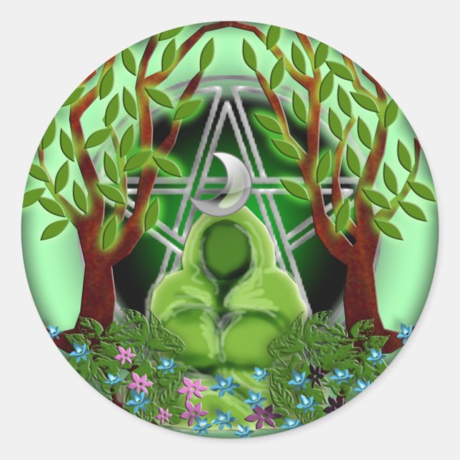 nature goddess classic round sticker (Front)