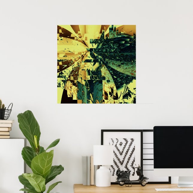 Nature Green, Brown, Yellow Intricate Design Poster (Home Office)
