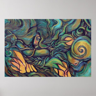 Nature Green Goddess Painting Pagan Earth Poster