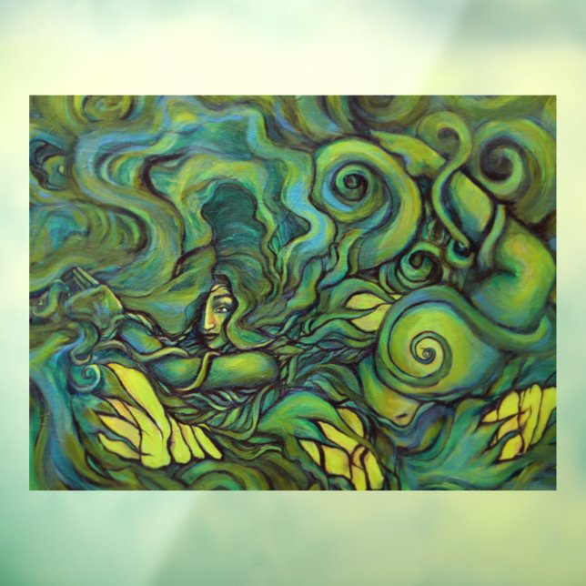 Nature Green Goddess Painting Pagan Earth          Window Cling (Sheet 3)