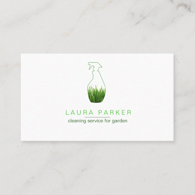 Nature Green Grass Spray Bottle Cleaning Service Business Card (Front)