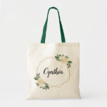 Nature Green Ivory Gold Watercolor Floral Tote Bag<br><div class="desc">Nature Green Ivory Gold Watercolor Floral Bridesmaid Favour Tote Bag. 
(1) For further customisation,  please click the "customise further" link and use our design tool to modify this template.
(2) If you need help or matching items,  please contact me.</div>